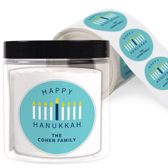 Happy Hanukkah Round Gift Stickers